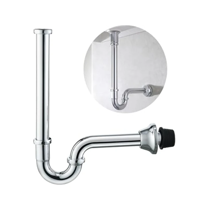 Brass P Trap U-Shape 1 1/4 inch Sink Drain Pipe with Slip Joint Extension Tub,12 inch Vertical Pipe length Adjustable Height Sink Waste Trap Drain Kit Chrome,SE83555C-L by SEABEFORE - Image 1