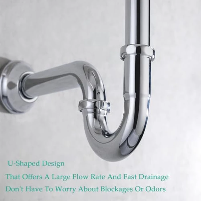 Brass P Trap U-Shape 1 1/4 inch Sink Drain Pipe with Slip Joint Extension Tub,12 inch Vertical Pipe length Adjustable Height Sink Waste Trap Drain Kit Chrome,SE83555C-L by SEABEFORE - Image 8
