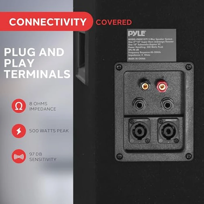 Pyle Portable Cabinet PA Speaker, Outdoor Speaker Sound System, Vehicle Stereo Speakers w/ 10” Woofer, Made w/ Kapton VC, Dual Tweeters, 4x10 Super Horn Midrange, Crossover Network by Pyle - Image 5