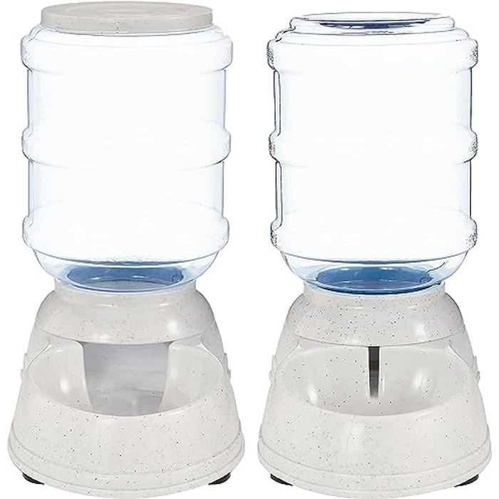 Amazon Basics Automatic Pet Water Dispenser and Gravity Food Feeder Set for Cat and Dog, Easy to Clean, 6-Pound Food Capacity, 1-Gallon, Small, Gray, Pack of 2 by Amazon Basics - Image 3