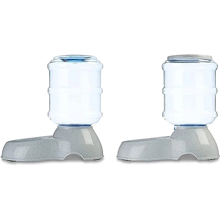 Amazon Basics Automatic Pet Water Dispenser and Gravity Food Feeder Set for Cat and Dog, Easy to Clean, 6-Pound Food Capacity, 1-Gallon, Small, Gray, Pack of 2 by Amazon Basics - Image 6