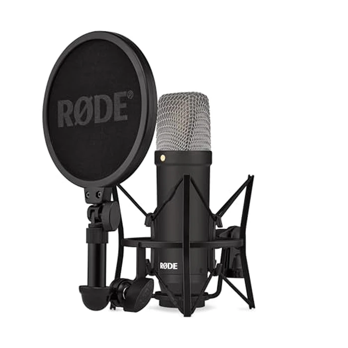 RØDE NT1 Signature Series Large-Diaphragm Condenser Microphone with Shock Mount, Pop Filter and XLR Cable for Music Production, Vocal Recording, Streaming and Podcasting (Black) by Rode - Used - Very Good condition - US$149.54
