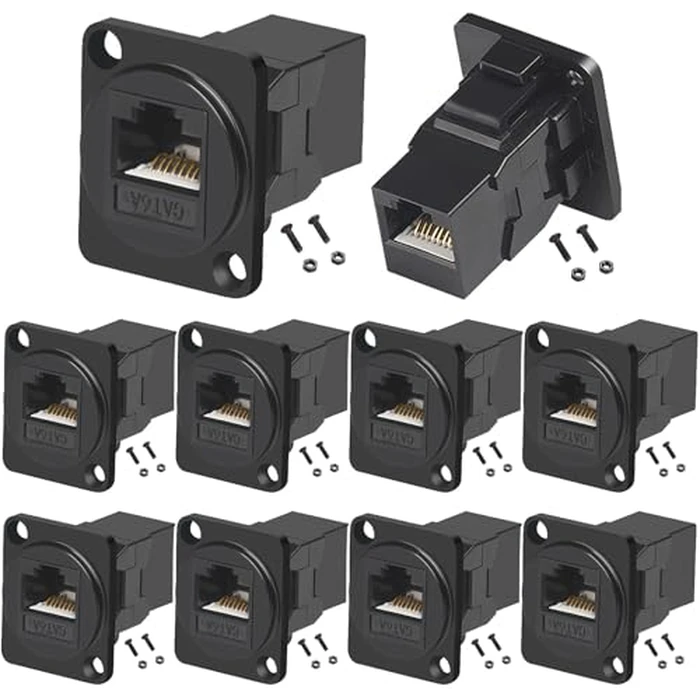 PENGLIN 10PCS D-Type CAT6A Panel Mount Connector, RJ45 Pass-Through Connector Female to Female, RJ45 Ethernet LAN Network Coupler for CAT6a/CAT6/CAT5E/CAT5 by PENGLIN - Used - Very Good condition - US$28.25