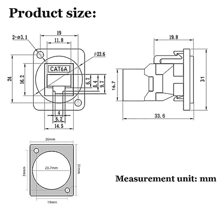PENGLIN 10PCS D-Type CAT6A Panel Mount Connector, RJ45 Pass-Through Connector Female to Female, RJ45 Ethernet LAN Network Coupler for CAT6a/CAT6/CAT5E/CAT5 by PENGLIN - Image 7