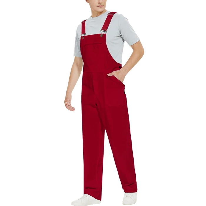 WORK IDEA Men's Bib Overalls,Men's Overalls Workwear Lightweight with Adjustable Straps and Pockets,Red, S by WORK IDEA - Used - Very Good condition