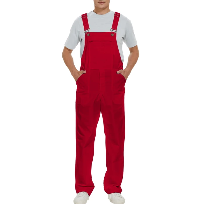 WORK IDEA Men's Bib Overalls,Men's Overalls Workwear Lightweight with Adjustable Straps and Pockets,Red, S by WORK IDEA - Image 2