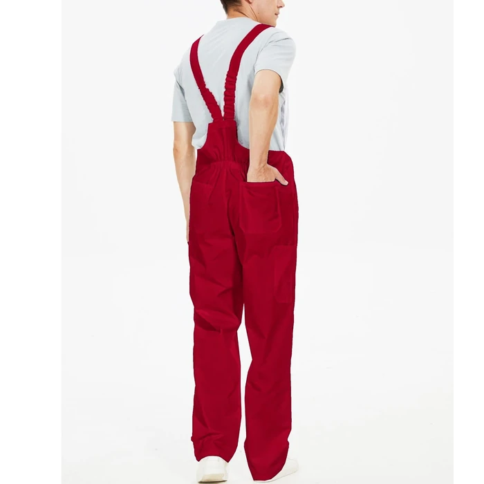 WORK IDEA Men's Bib Overalls,Men's Overalls Workwear Lightweight with Adjustable Straps and Pockets,Red, S by WORK IDEA - Image 3