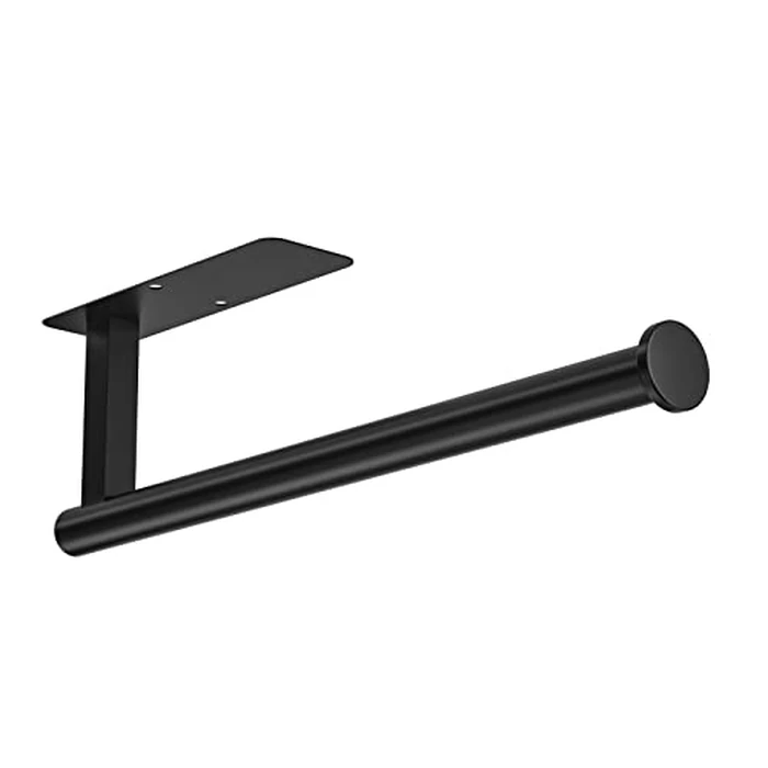 ASTOFLI Paper Towel Holder Under Cabinet No Drilling, Self Adhesive Paper Towel Holder Wall Mount for Kitchen Rack, Under Counter Napin Holder No Drill, 304 Stainless Steel Matte Black by ASTOFLI - Used - Like New condition