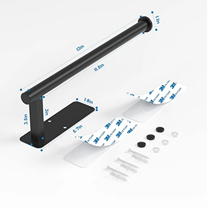 ASTOFLI Paper Towel Holder Under Cabinet No Drilling, Self Adhesive Paper Towel Holder Wall Mount for Kitchen Rack, Under Counter Napin Holder No Drill, 304 Stainless Steel Matte Black by ASTOFLI - Image 3