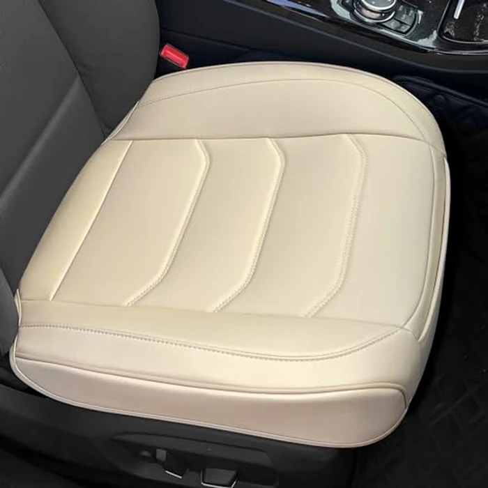 BOPUOVRE Car Seat Cover for Luxury & Comfort - PU Leather, Anti-Slip, Full Wrap Protection with Storage Pocket for Bottom Cushion - Universal Fit for 95% of Vehicles (Yellow Beige,1 Piece) by BOPUOVRE - Image 2