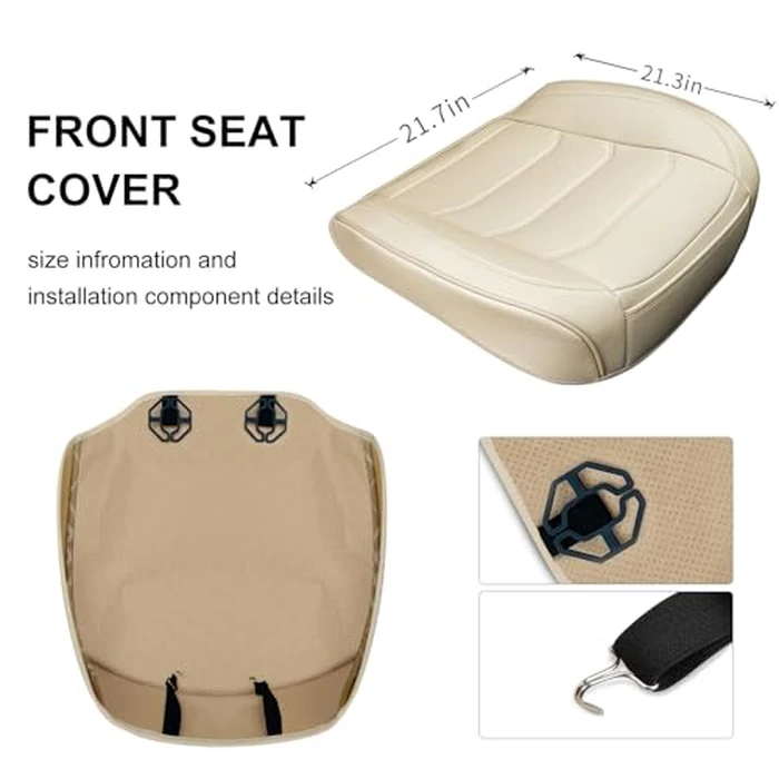 BOPUOVRE Car Seat Cover for Luxury & Comfort - PU Leather, Anti-Slip, Full Wrap Protection with Storage Pocket for Bottom Cushion - Universal Fit for 95% of Vehicles (Yellow Beige,1 Piece) by BOPUOVRE - Image 5