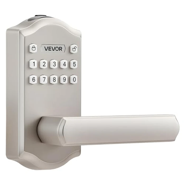 VEVOR Keyless Entry Door Lock with Handle, Electronic Lever Door Handle with Keypad, Customizable User Codes, Keyed Entry, Auto Lock, Anti-Peeking Password, Backlit Keypad, for Home, Satin Nickel by VEVOR - Image 3