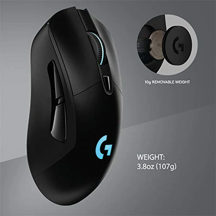 Logitech G703 Lightspeed Wireless Gaming Mouse w/Hero 25K Sensor, LIGHTSYNC RGB, POWERPLAY Compatible, Lightweight 95g+10g Optional, 100-25,600 DPI, Rubber Side Grips - Black by Logitech G - Image 4