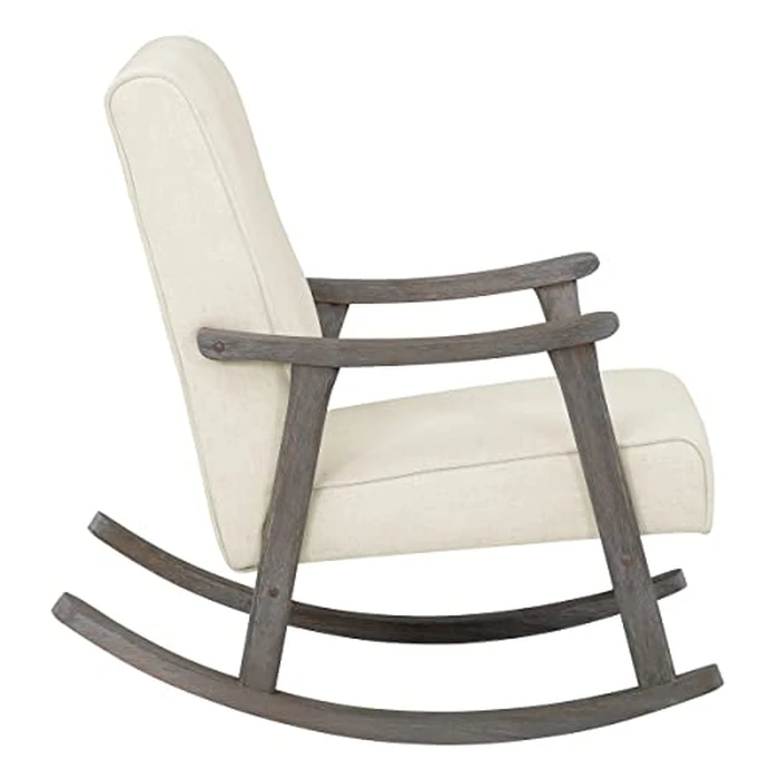 OSP Home Furnishings Gainsborough Rocker with Padded Seat and Solid Wood Frame, Linen Fabric with Brushed Grey Finish by Office Star Products - Image 2