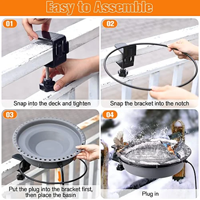 Saillong Bird Baths for Outdoors, Bird Bath Bowl Water Feeder Outdoor for Hummingbirds for Garden Yard Patio Lawn, Ideal for Attracting Birds(Deck Mounted Style) by Saillong - Image 6