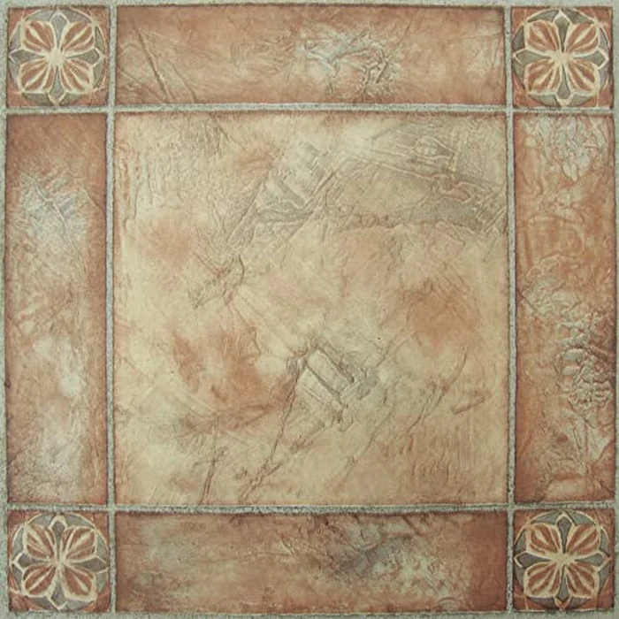 Nexus Self Adhesive 12-Inch Vinyl Floor Tiles, 20 Tiles - 12" x 12", Spanish Rose Pattern - Peel & Stick, DIY Flooring for Kitchen, Dining Room, Bedrooms & Bathrooms by Achim Home Decor by ACHIM - Used - Very Good condition