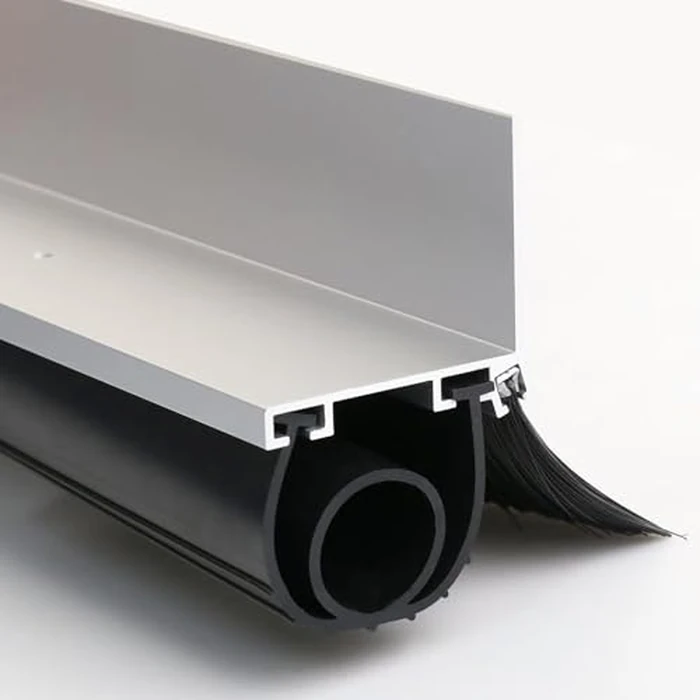 Duzzy Universal Garage Door Seals Kit, Weatherproofing Bottom Rubber with Brush and Aluminum Track Retainer, U Shape+O Ring Heavy Duty Weatherproof Parts (16.5 Feet) by Duzzy - Used - Good condition