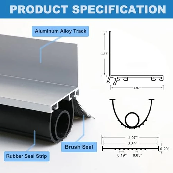 Duzzy Universal Garage Door Seals Kit, Weatherproofing Bottom Rubber with Brush and Aluminum Track Retainer, U Shape+O Ring Heavy Duty Weatherproof Parts (16.5 Feet) by Duzzy - Image 2