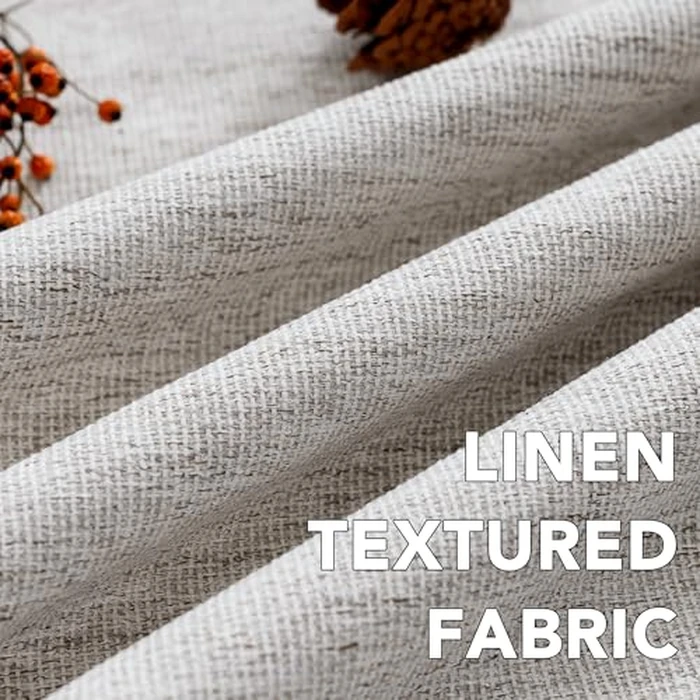 H.VERSAILTEX Pinch Pleated Full Blackout Curtains Linen Blended Chenille Blackout Curtains 84 inch Length 2 Panels Bedroom Thermal Insulated Farmhouse Neutral Track Drapes with Hooks, Heather Cloud by H.VERSAILTEX - Image 5