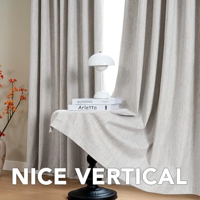 H.VERSAILTEX Pinch Pleated Full Blackout Curtains Linen Blended Chenille Blackout Curtains 84 inch Length 2 Panels Bedroom Thermal Insulated Farmhouse Neutral Track Drapes with Hooks, Heather Cloud by H.VERSAILTEX - Image 9