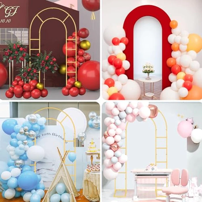 Gawicpy U-Shaped Metal Arched Flower Rack Perfect for Wedding Decorations and Celebrations 7.2 x 4.2 FT Wedding Arch Frame for Birthdays, Parties, and More (Gold) by Gawicpy - Image 6