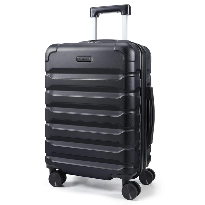 LIGHT FLIGHT Carry On Luggage 22x14x9 Airline Approved, Expandable Carry On Suitcases with Wheels, Lightweight Luggage, Durable Hard Shell 20 Inch Rolling Suit Case for Men Women Travel Black by LIGHT FLIGHT - Used - Very Good condition - US$45.99