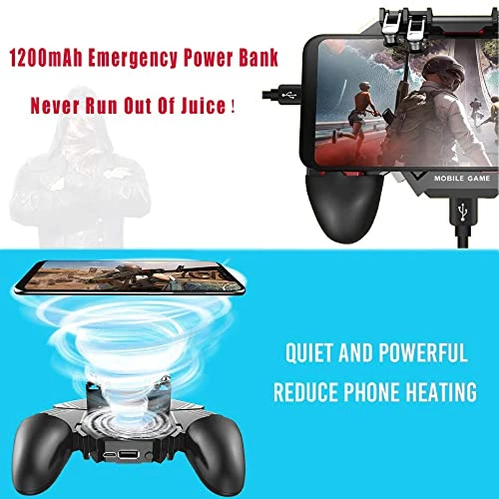 DELAM Mobile Game Controller for iPhone & Android, Pubg Mobile Controller with Cooling Fan, Phone Triggers for Gaming, Gaming Grip Joystick Gamepad Shoot Aim Keys for 4.7-6.5" Phone by DELAM - Image 3