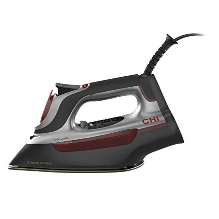 CHI Steam Iron for Clothes, Electronic Temperature Control Iron, 1700W, Titanium-Infused Ceramic Soleplate, 300+ Steam Holes, 10 ft Cord, 3-Way Auto Shutoff, Silver, 13107 by CHI - Used - Like New condition - CA$70.90