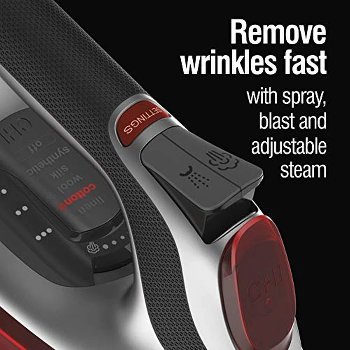 CHI Steam Iron for Clothes, Electronic Temperature Control Iron, 1700W, Titanium-Infused Ceramic Soleplate, 300+ Steam Holes, 10 ft Cord, 3-Way Auto Shutoff, Silver, 13107 by CHI - Image 4