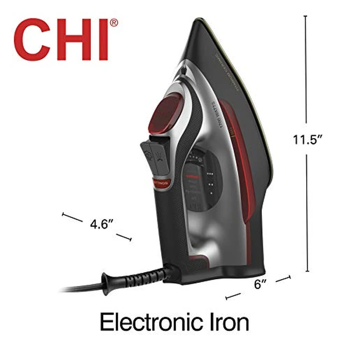 CHI Steam Iron for Clothes, Electronic Temperature Control Iron, 1700W, Titanium-Infused Ceramic Soleplate, 300+ Steam Holes, 10 ft Cord, 3-Way Auto Shutoff, Silver, 13107 by CHI - Image 8