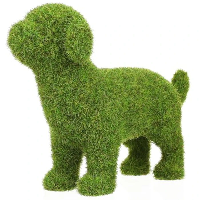 RORPOIR European Style Dog Figurine 6.88 Inch Outdoor Garden Ornament with Yarn Flocking Realistic Dog Topiary for Patio Lawn Decor by RORPOIR - Used - Like New condition
