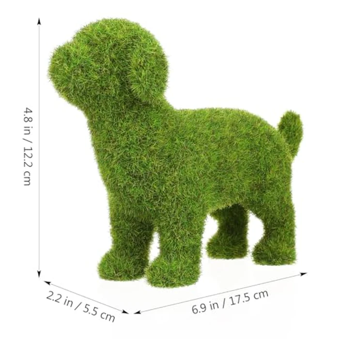 RORPOIR European Style Dog Figurine 6.88 Inch Outdoor Garden Ornament with Yarn Flocking Realistic Dog Topiary for Patio Lawn Decor by RORPOIR - Image 4