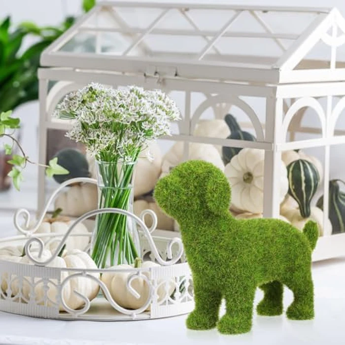 RORPOIR European Style Dog Figurine 6.88 Inch Outdoor Garden Ornament with Yarn Flocking Realistic Dog Topiary for Patio Lawn Decor by RORPOIR - Image 9
