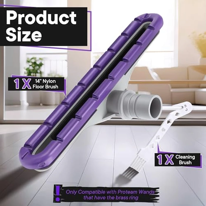 HappyAlley Replacement Floor Tool Compatible with Proteam E-Z Glide Backpack Vacuums 10 QT & 6 QT, Upgraded 14" Hard Surface Floor Tool for Commercial Cleaner Cleaning Brush (Nylon Brush, Purple Gray) by HappyAlley - Image 2