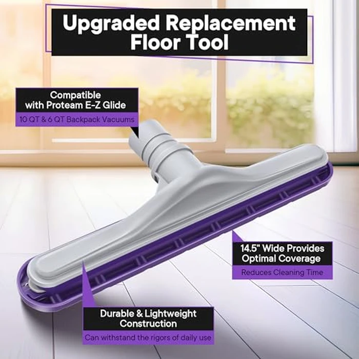HappyAlley Replacement Floor Tool Compatible with Proteam E-Z Glide Backpack Vacuums 10 QT & 6 QT, Upgraded 14" Hard Surface Floor Tool for Commercial Cleaner Cleaning Brush (Nylon Brush, Purple Gray) by HappyAlley - Image 4