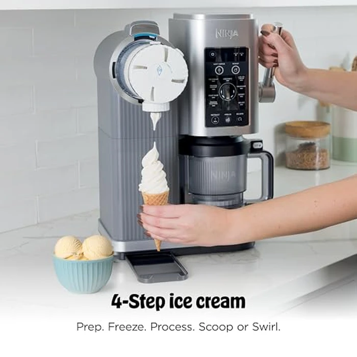 Ninja CREAMi Scoop & Swirl Ice Cream Maker, Soft Serve Desserts, Sorbet, Milkshakes, Frozen Yogurt and More, 13-in-1 Programs, Includes Handle and Two 16 oz 2-in-1 Pints, NC701 by Ninja - Image 10