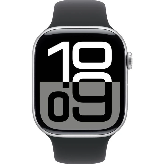 Apple Watch Series 10 (GPS) - 64GB - 46mm - Silver Aluminum Case with Black Rubber Sport Band - Medium Size by Apple - Refurbished - Excellent condition - CA$444.99