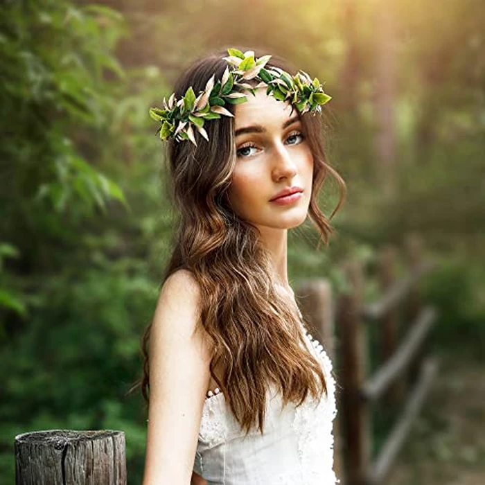 MOSTORY Green Goddess Fairy Crown for Adult Laurel Leaf Headband Roman Greek Tiara for Cosplay Renaissance Renfaire by MOSTORY - Image 4