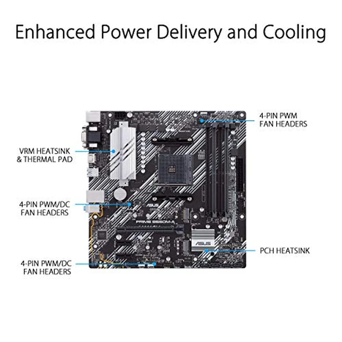 ASUS Prime B550M-A WiFi II AMD AM4 (3rd Gen Ryzen(TM)) Micro ATX Motherboard (PCIe 4.0, WiFi 6, ECC Memory, 1Gb LAN, HDMI 2.1/D-Sub, 4K@60HZ, Addressable Gen 2 RGB Header and Aura Sync) by Asus - Image 2