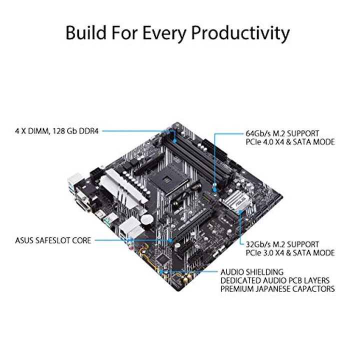 ASUS Prime B550M-A WiFi II AMD AM4 (3rd Gen Ryzen(TM)) Micro ATX Motherboard (PCIe 4.0, WiFi 6, ECC Memory, 1Gb LAN, HDMI 2.1/D-Sub, 4K@60HZ, Addressable Gen 2 RGB Header and Aura Sync) by Asus - Image 3