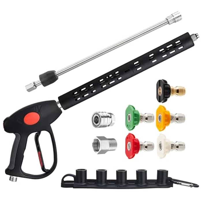 M MINGLE Replacement Pressure Washer Gun with Extension Wand, M22 15mm or M22 14mm Fitting, 5 Nozzle Tips, 40 Inch, 4000 PSI by M MINGLE - Used - Like New condition