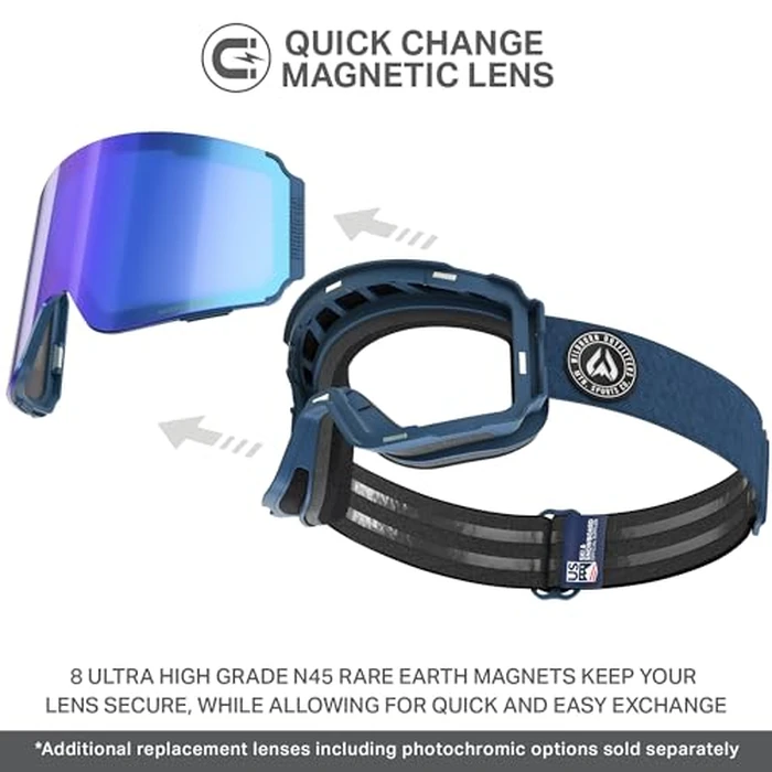 Wildhorn Roca Pro Ski Goggles Men Women, Ultra wide FOV 185 degrees snowboard goggles, Anti-Fog/Scratch 100% UV by WildHorn Outfitters - Image 4