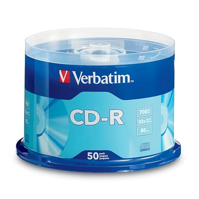 Verbatim CD-R Blank Discs 700MB 80 Minutes 52x Recordable Disc for Data and Music - 50 Pack Spindle,Silver by Verbatim - Used - Like New condition - US$13.78
