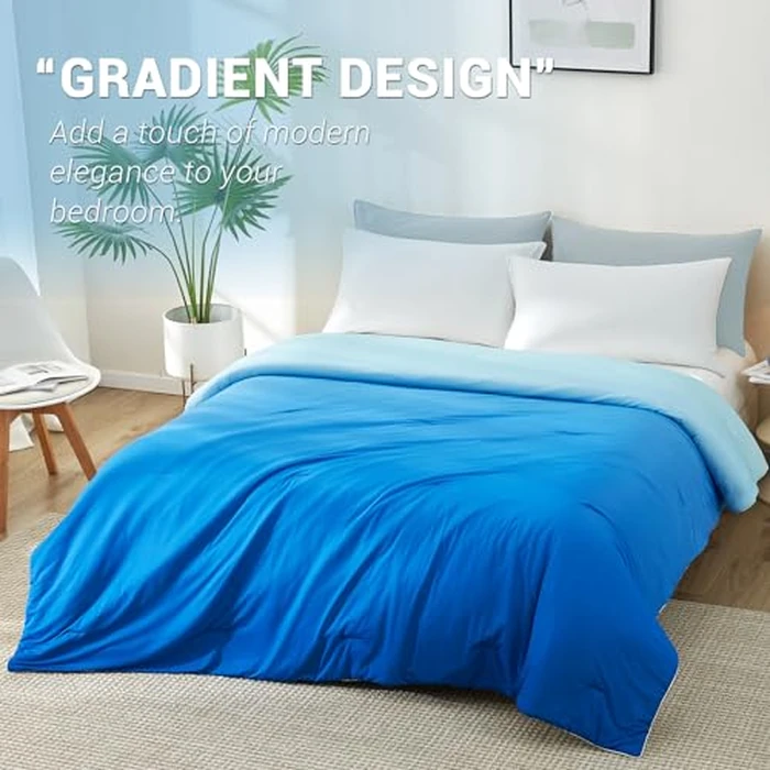 Elegear Cooling Comforter King Size Absorbs Body Heat to Keep Cool, Double-Sided Cooling Blanket for Hot Sleeper Arc-Chill Cool Fabric Q-Max>0.5, Lightweight Summer Comforter Ice Blanket,Gradient Blue by Elegear - Image 4