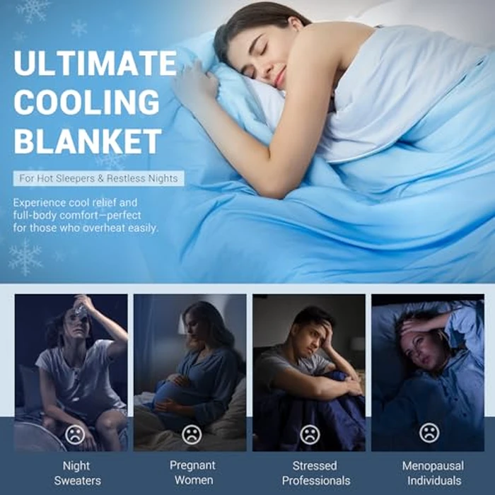 Elegear Cooling Comforter King Size Absorbs Body Heat to Keep Cool, Double-Sided Cooling Blanket for Hot Sleeper Arc-Chill Cool Fabric Q-Max>0.5, Lightweight Summer Comforter Ice Blanket,Gradient Blue by Elegear - Image 7