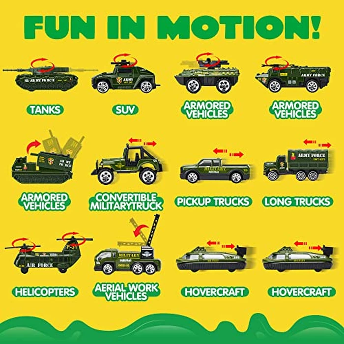 JOYIN 25 in 1 Military Kids Truck Toys for Age 3+, Toddler Boy Toys, Army Men Tanks Set with Soldier Men, Mini Battle Cars in Carrier Truck with Lights and Sounds, Gifts for Grandkids by JOYIN - Image 3