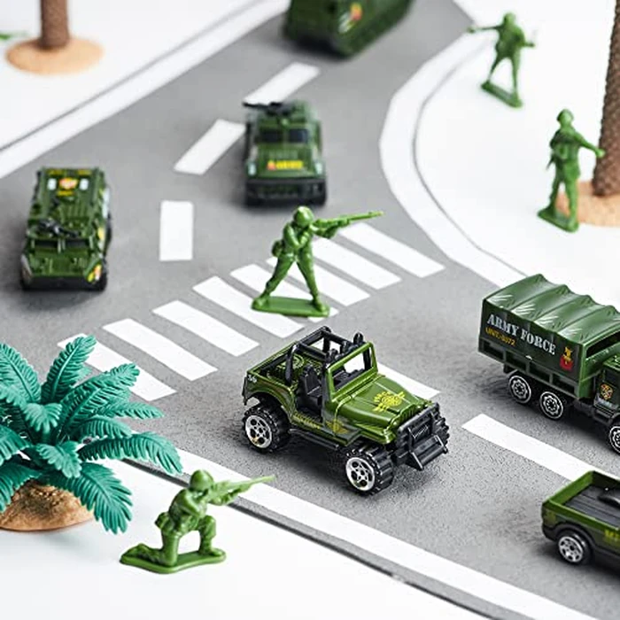 JOYIN 25 in 1 Military Kids Truck Toys for Age 3+, Toddler Boy Toys, Army Men Tanks Set with Soldier Men, Mini Battle Cars in Carrier Truck with Lights and Sounds, Gifts for Grandkids by JOYIN - Image 8
