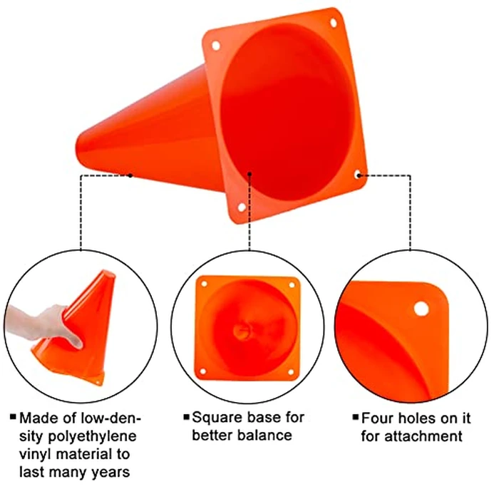 7 Inch Soccer Cones, 24 Pack Cones Sports Training Agility Field Marker Plastic Cones for Skating Basketball Football Practice Drills, Indoor Outdoor Activity Events Games Obstacle Course - 6 Colors by cyrico - Image 4