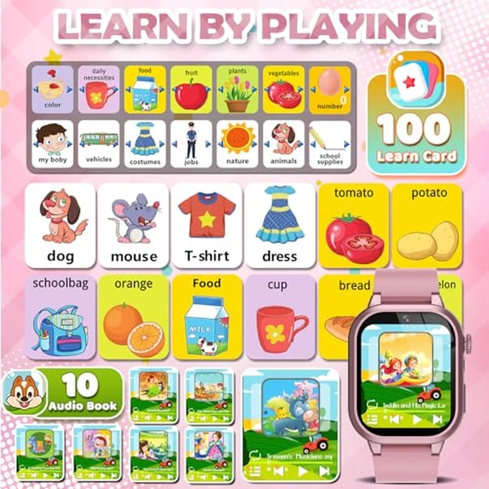 Semloo Kids Smart Watches for Girls Boys Toys Ages 4-12 with 30+ Games Video Recorder Music Alarm Clock Learning Card HD Touchscreen 4 5 6 7 8 Year Olds Birthday Gift by Semloo - Image 5