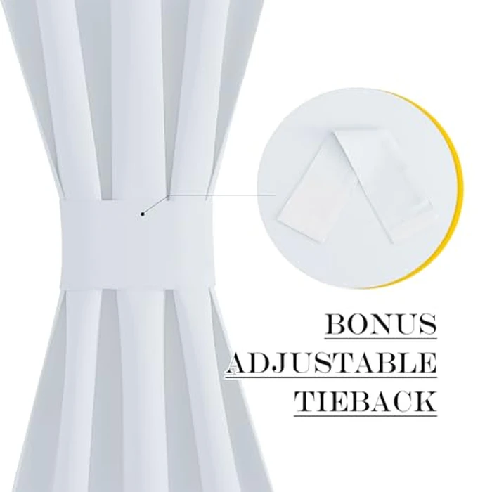 NICETOWN Thermal Door Blinds for Living Room Window, Privacy Room Darkening Insulated French Door Curtains for Kitchen Patio Sidelight Curtains with Tieback, 25" W x 64" L, 1 Piece, Greyish White by NICETOWN - Image 4